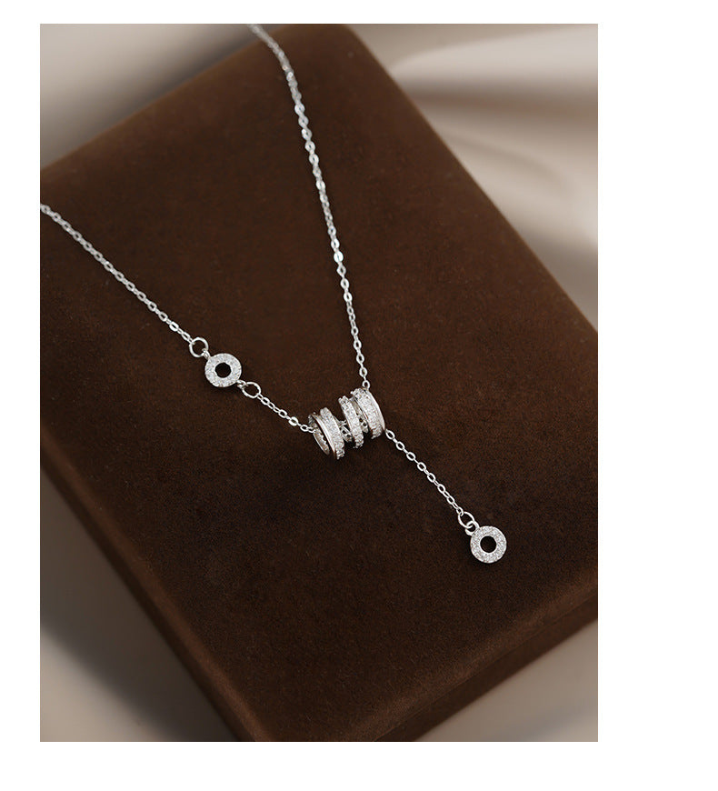 S999 silver studded diamond necklace, new high-end pendant, sweater chain, silver necklace