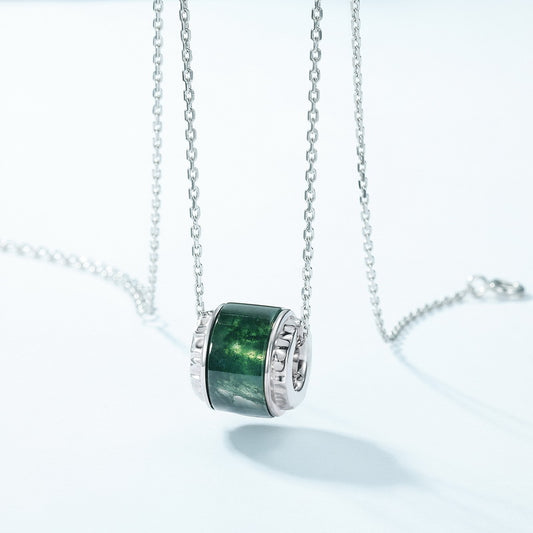 Green moss necklace ins minimalist S925 pure silver gold-plated necklace fashionable accessory