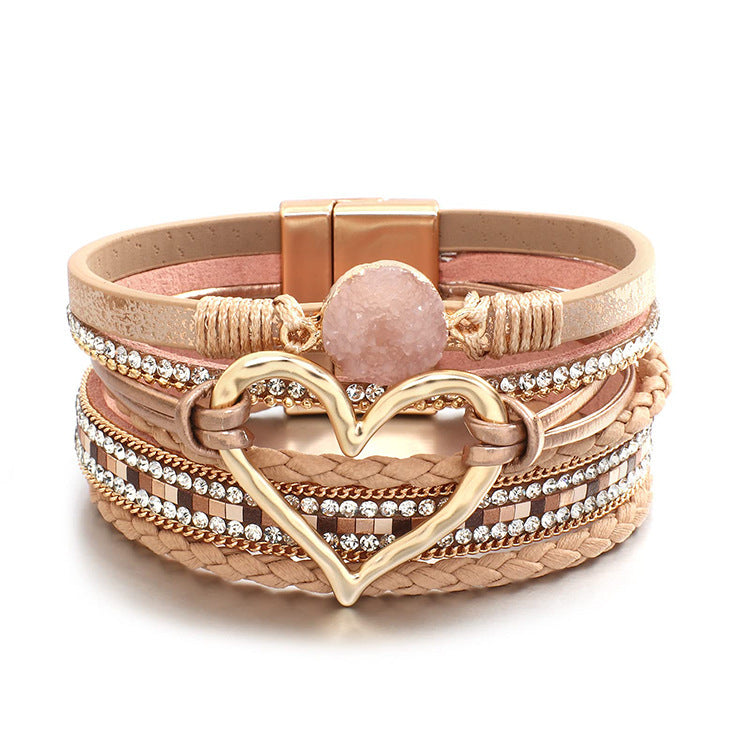 Hot selling Bohemian multi-layer leather bracelet hand woven women's bracelet