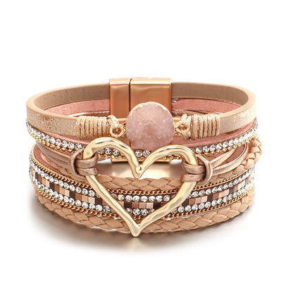 Hot selling Bohemian multi-layer leather bracelet hand woven women's bracelet