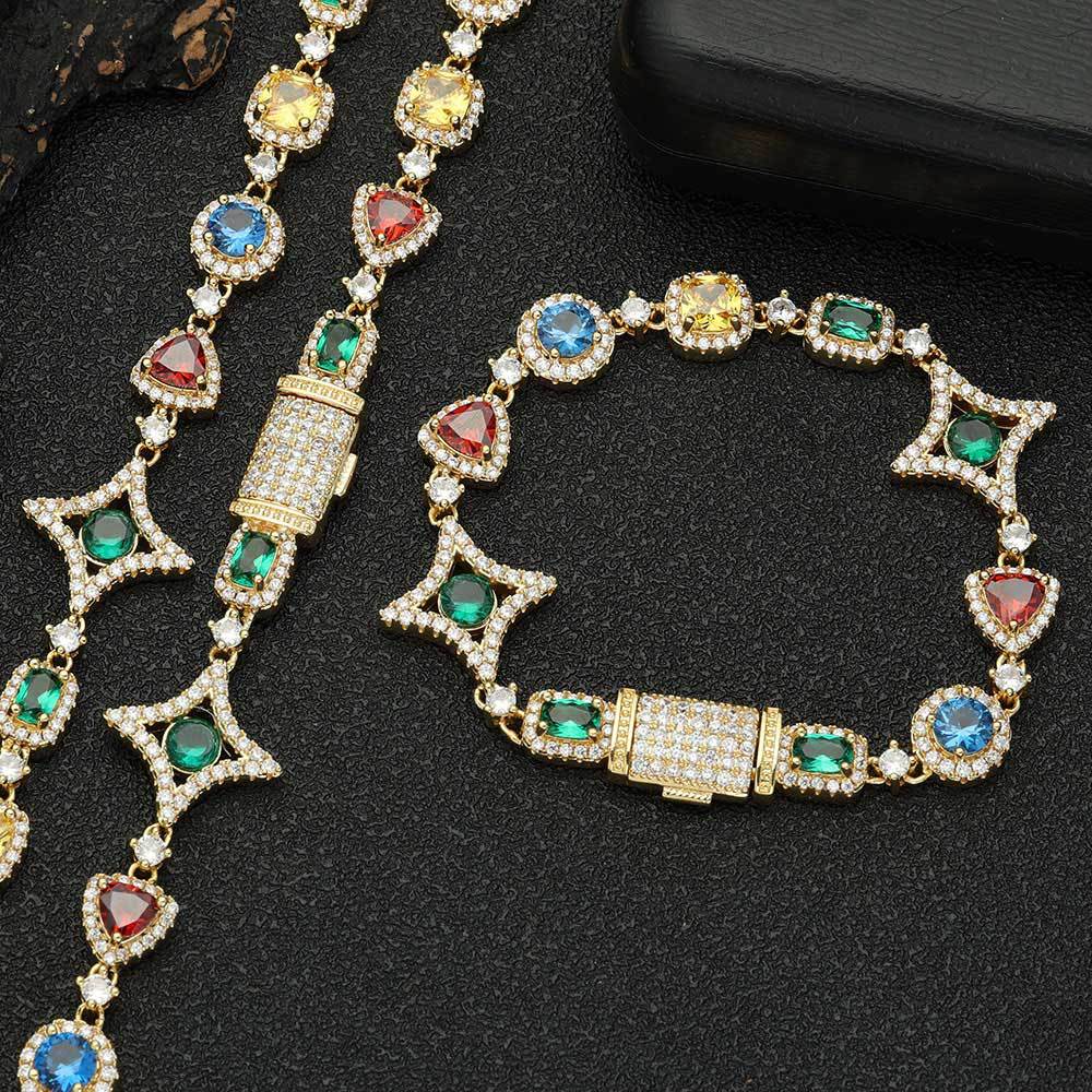Popular hip-hop colorful gem necklace for women jewelry collarbone chain