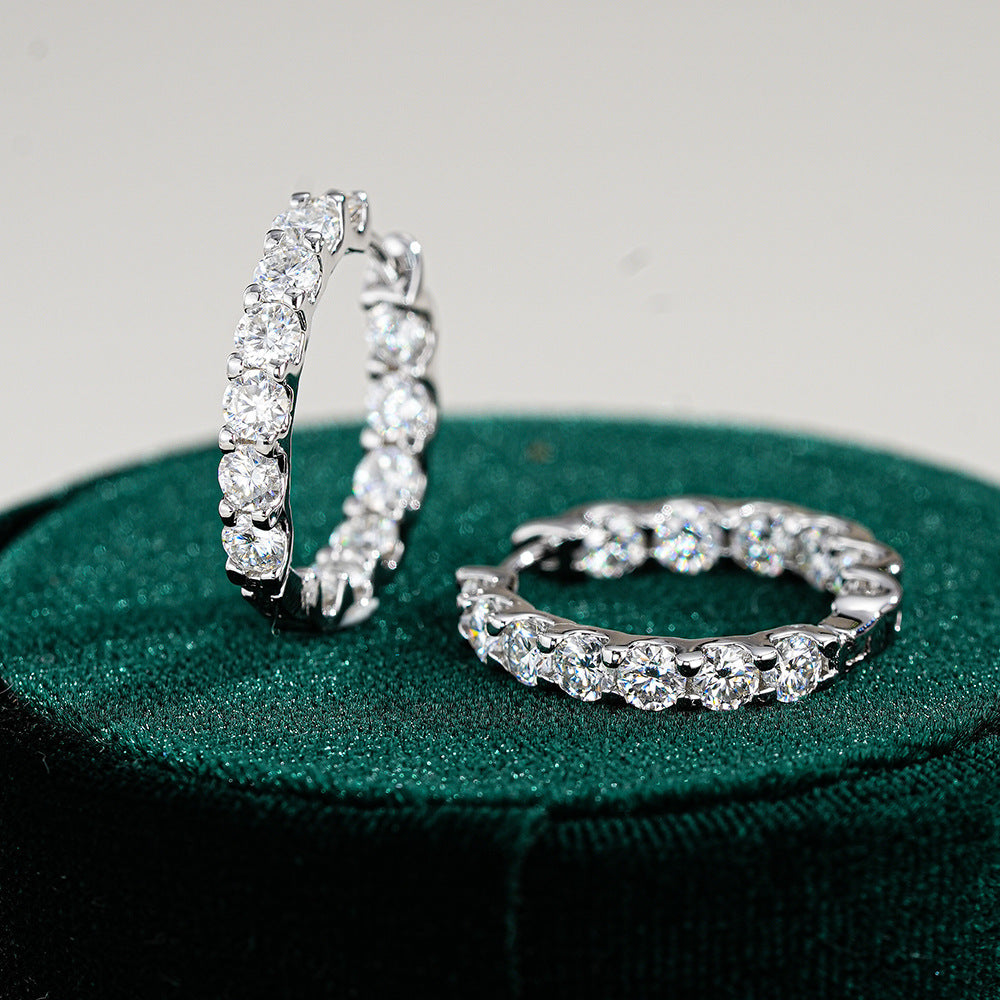 925 silver moissanite earrings, fashionable and personalized, pure silver earrings, earrings, Amazon bestseller