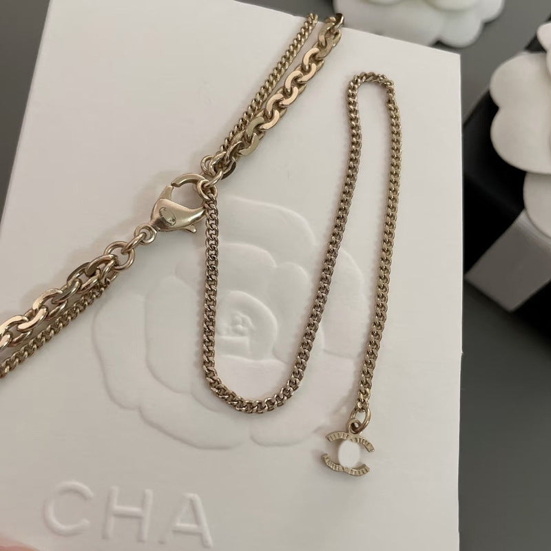 2025 New Vintage Classic Letter Necklace Double Layer Diamond Set Neck Chain