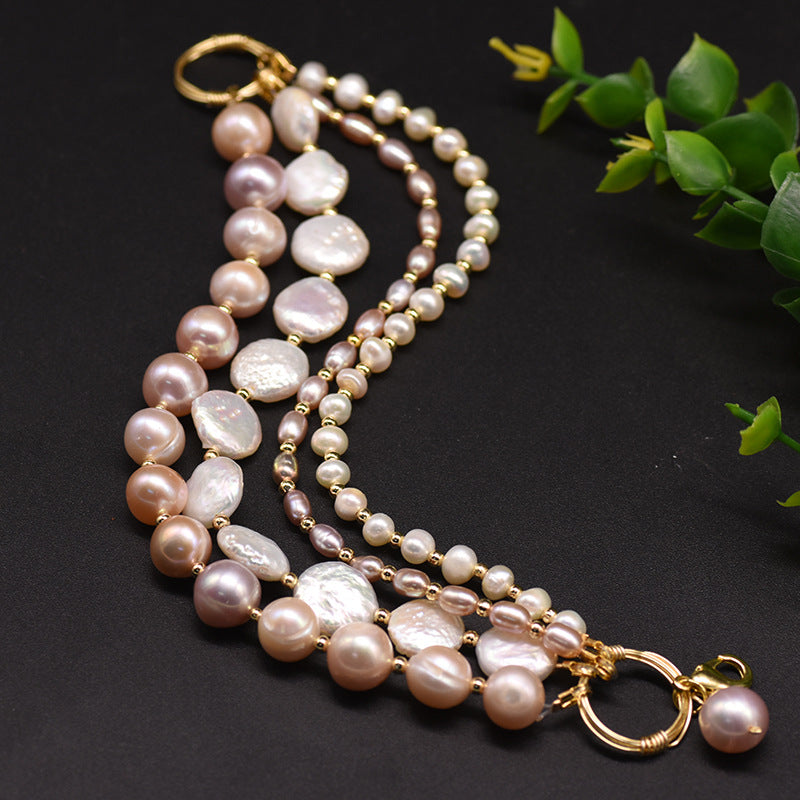 Baroque natural freshwater pearl bracelet, retro summer color retention bracelet, niche high-end handmade fashion accessory