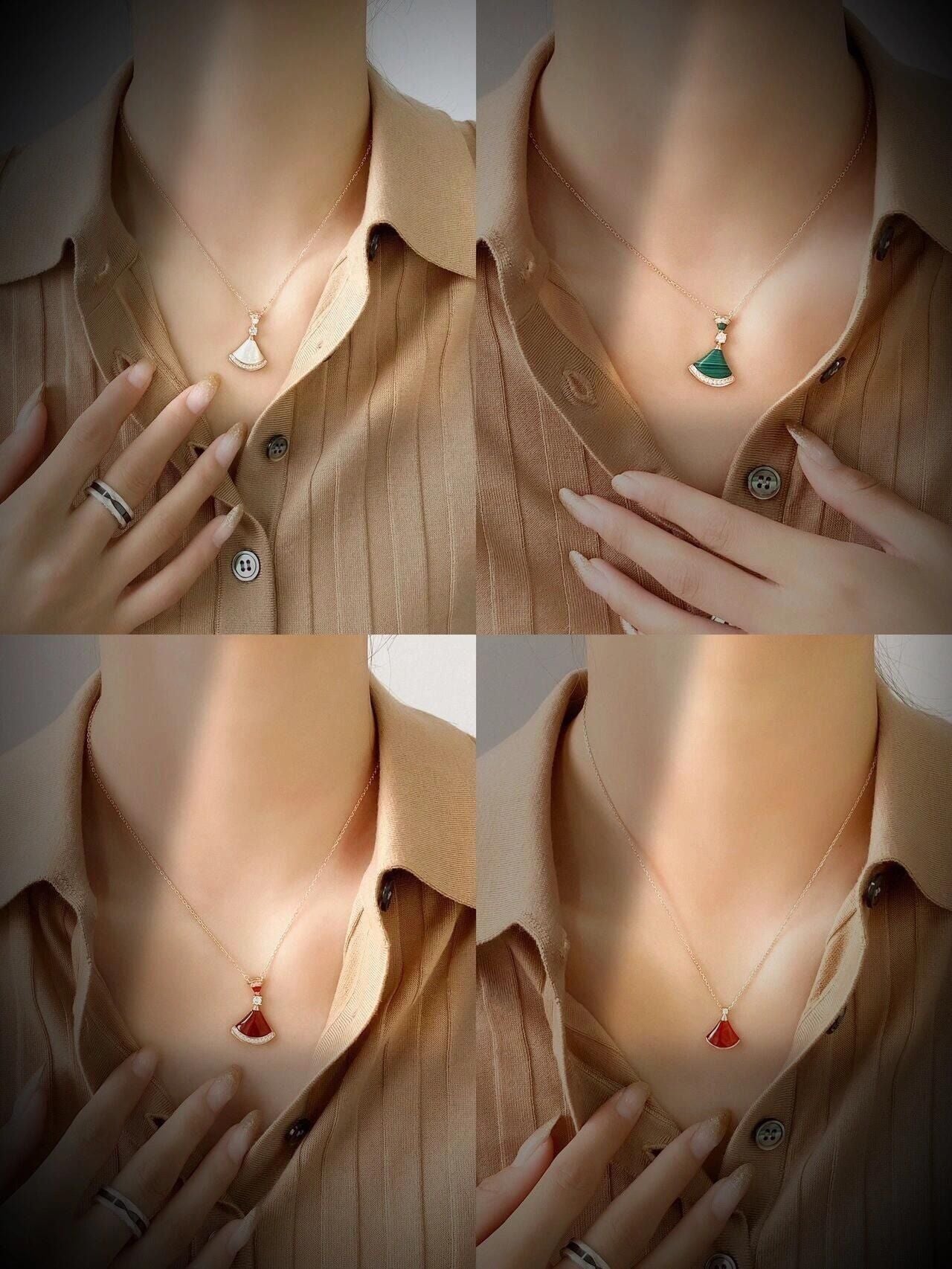 High end fan-shaped necklace, silver necklace, shell shape, 2025 new item, give your girlfriend a Valentine's Day gift