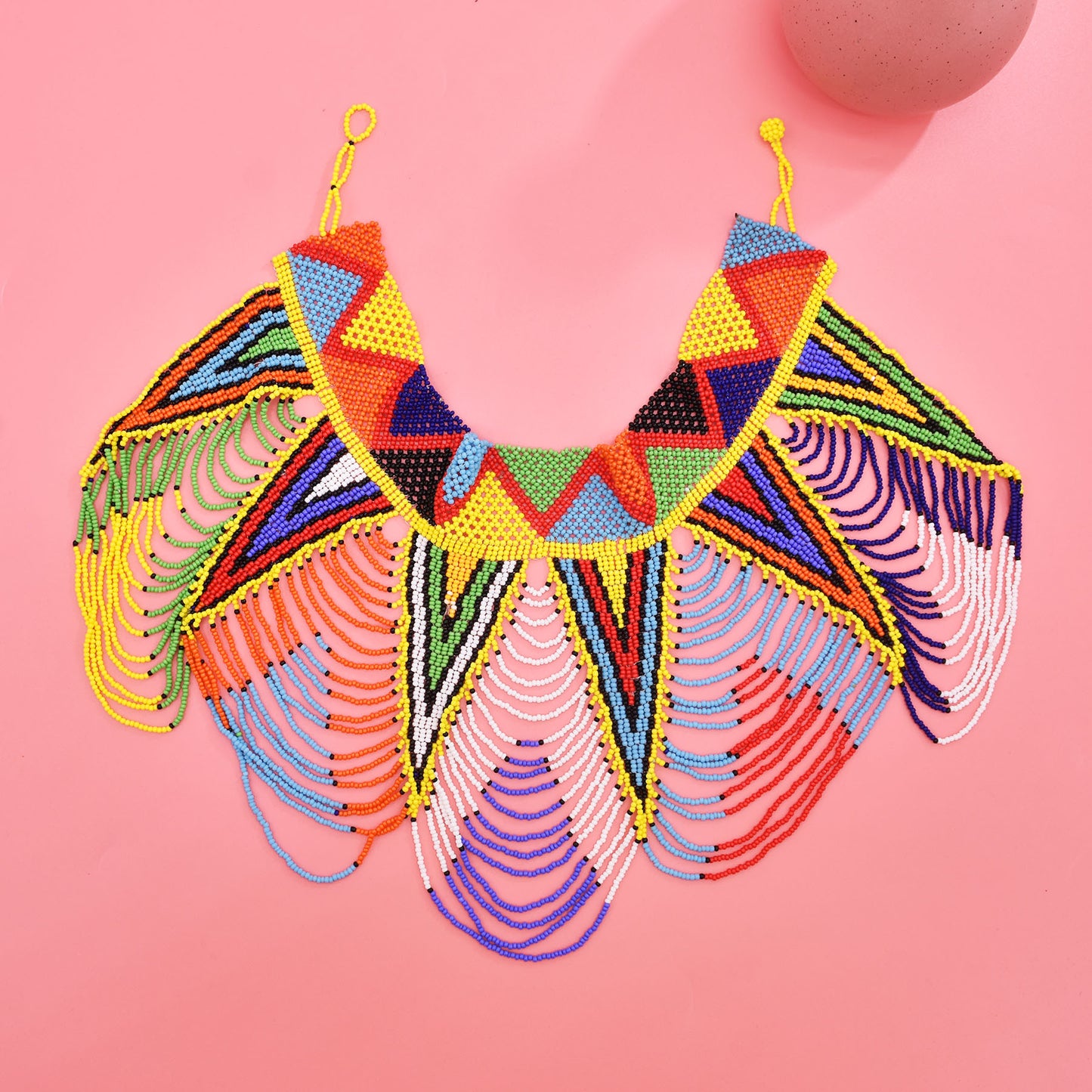 Amazon hot selling multi-layer rice bead necklace Bohemian colorful beaded shawl ethnic style exaggerated necklace wholesale