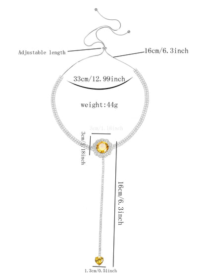 Tassels versatile and fashionable yellow zircon pulling adjustable necklace