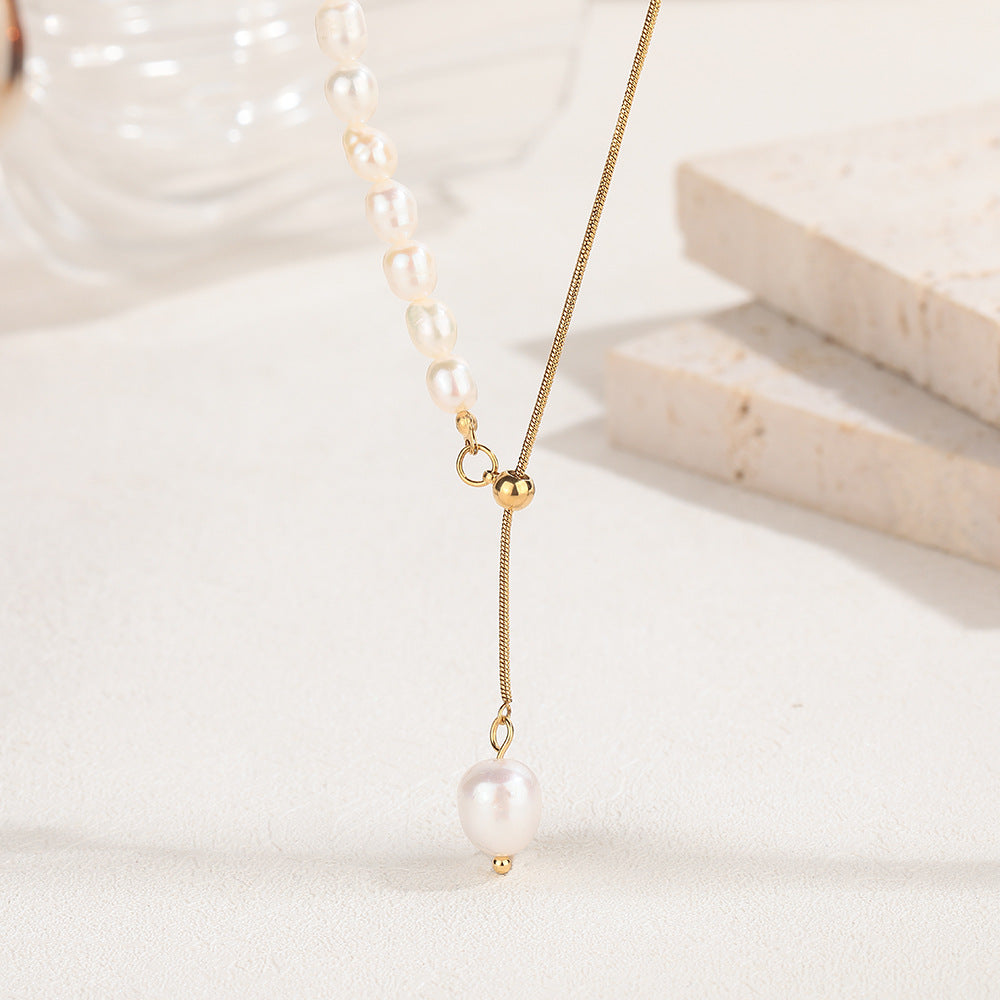 Natural pearl necklace accessories for women&#39;s clavicle chain light luxury high-end feeling