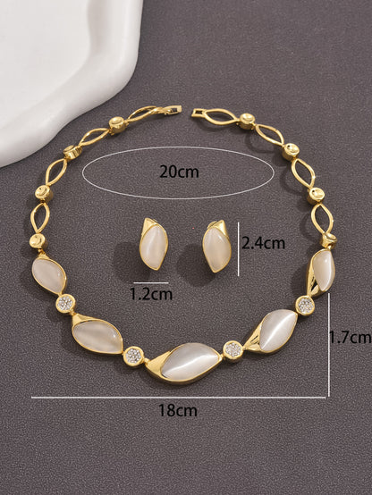SHEIN TEMU European and American style fashion retro chain splicing moonstone fashion bracelet for women