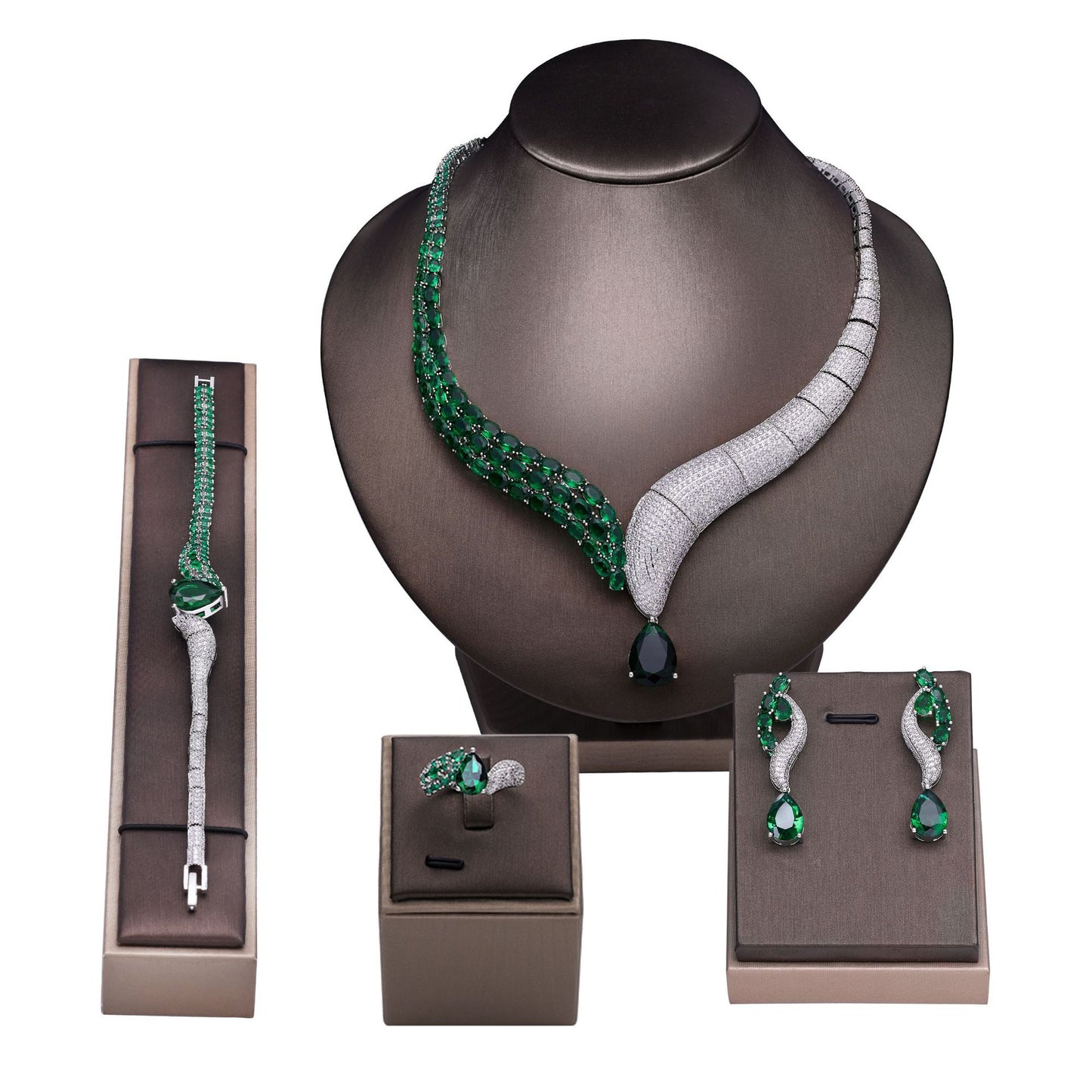 Hot selling jewelry four piece necklace+earrings+ring+bracelet 3A zircon jewelry set