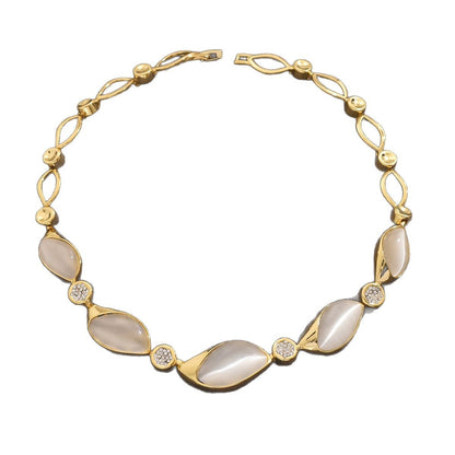 SHEIN TEMU European and American style fashion retro chain splicing moonstone fashion bracelet for women
