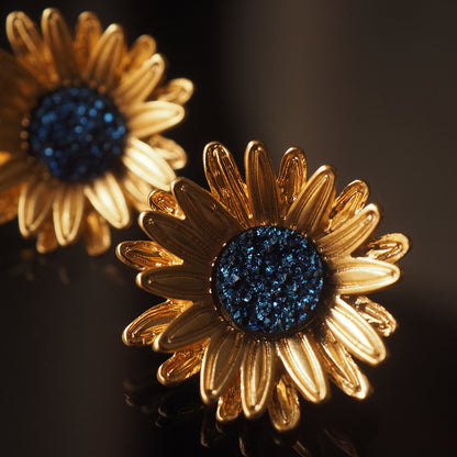 Sunflower French Earrings Earclip No Ear Hole Qingdao Vintage Jewelry Flower New Chinese Style