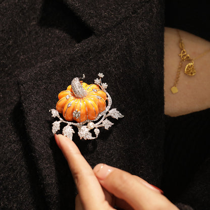 Thousand Clan Silver Christmas Gift High end Original Design Pumpkin Brooch Pendant Fashion Accessories