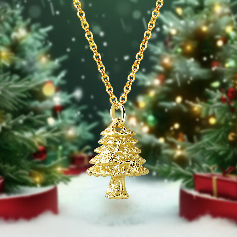925 sterling silver colored zircon Christmas tree necklace, clothing chain, Christmas accessory