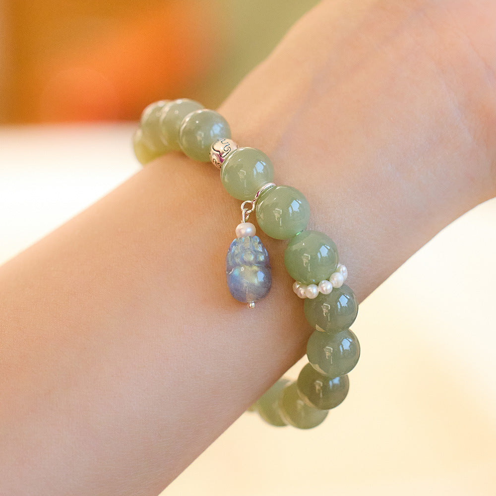 Bracelet  Hotan Jade Bracelet Women's S925 Silver Moonstone Pixiu Bracelet