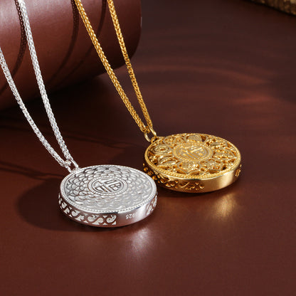 S925 sterling silver # retro eight treasure compass necklace # women's necklace # sweater chain
