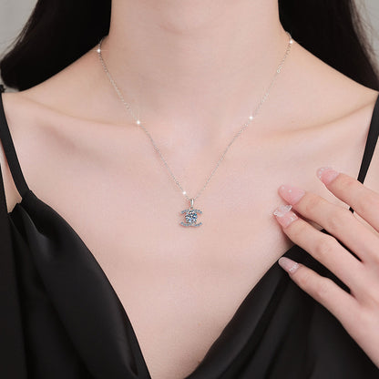 S925 silver moissanite pendant collarbone chain fashionable versatile accessory high-end pure silver necklace