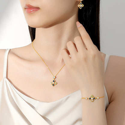 Natural freshwater pearl bracelet for women S925 pure silver lucky clover bracelet, niche high-end zircon bracelet