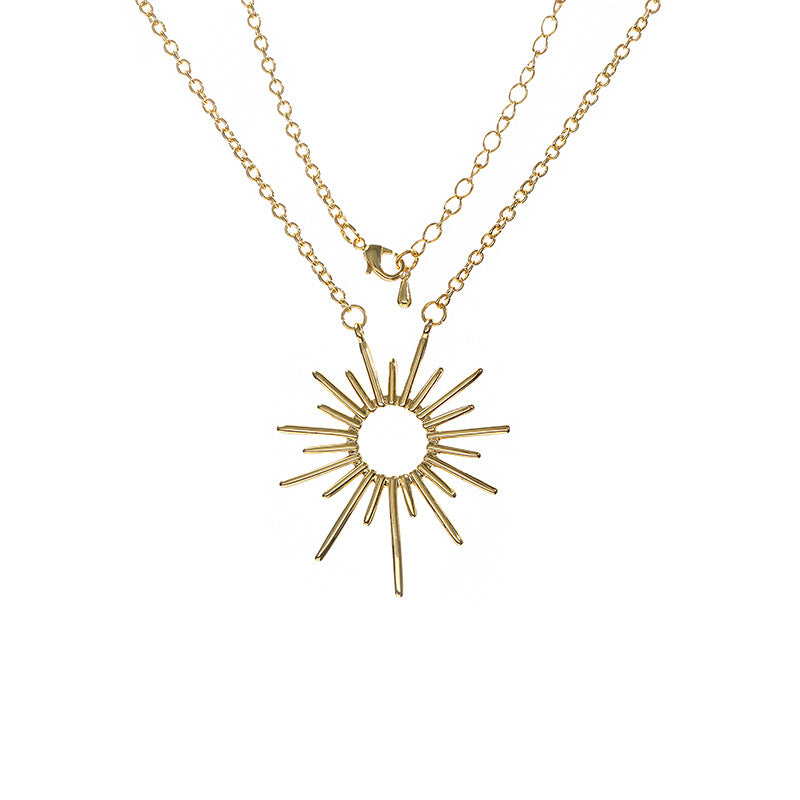 necklace  Vintage style exaggerated metal geometric pendant necklace