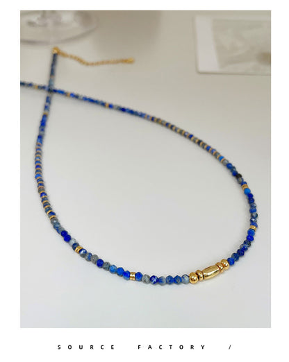 necklace  Retro lapis lazuli color beaded necklace for women