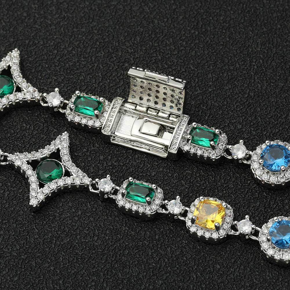 Popular hip-hop colorful gem necklace for women jewelry collarbone chain