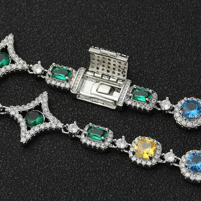 Popular hip-hop colorful gem necklace for women jewelry collarbone chain