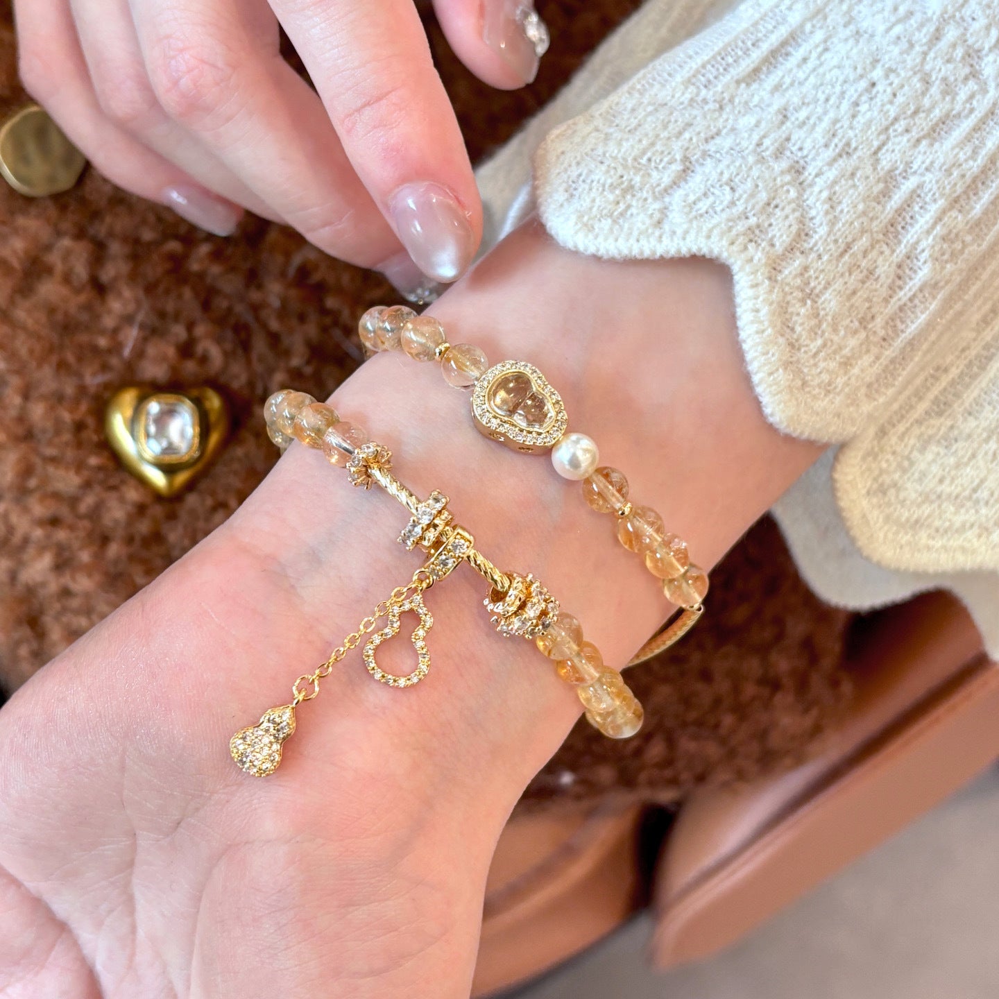 Gilded Years Natural Yellow Crystal Gourd Bracelet Hand Chain Accessories