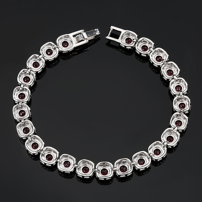 Jewelry European and American Retro Simulation Corundum Full Diamond Bracelet Handmade Main Stone 4mm