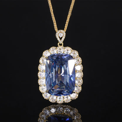 2024 New Jewelry Copper Bottom Gold Plated European and American Simulated Color Treasure Pendant Necklace