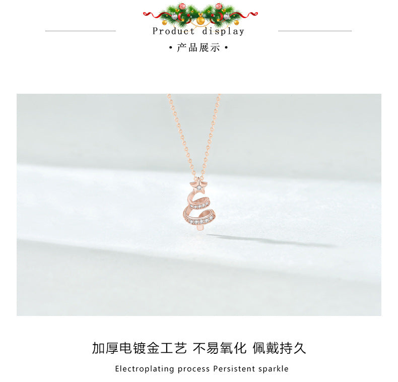necklace  Lucky Meteor Christmas Tree Necklace Women's S925 Sterling Silver