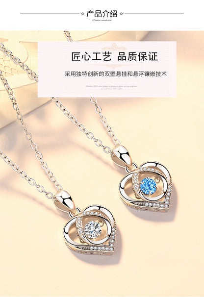 Heart necklace for women, dynamic heart-shaped collarbone chain, Mother's Day gift, Valentine's Day gift pendant