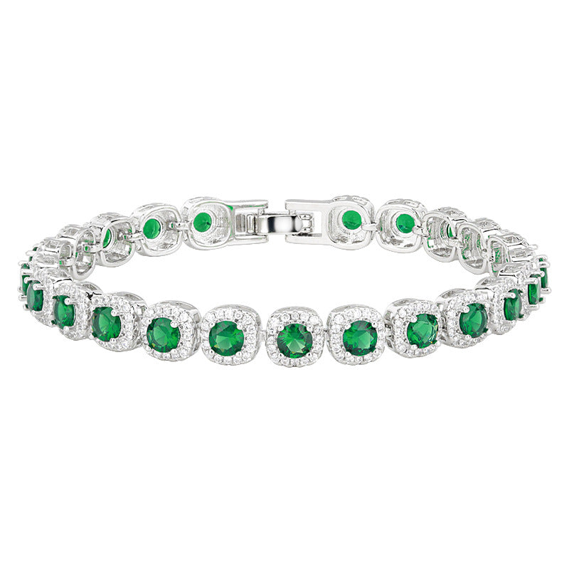 Jewelry European and American Retro Simulation Corundum Full Diamond Bracelet Handmade Main Stone 4mm