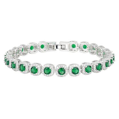 Jewelry European and American Retro Simulation Corundum Full Diamond Bracelet Handmade Main Stone 4mm