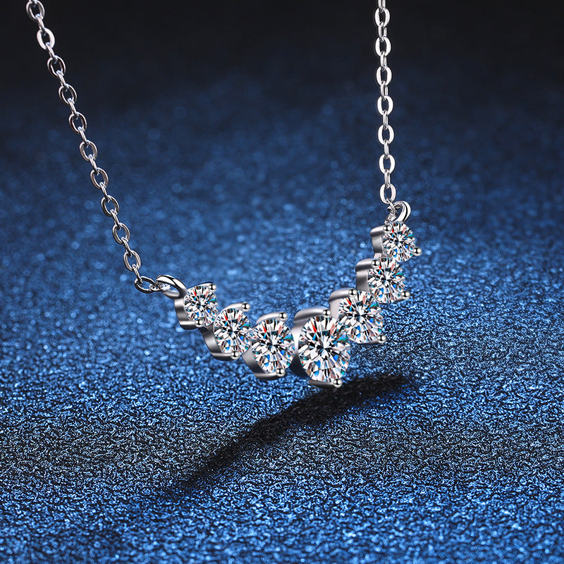 S925 pure silver pendant plated with pt950 minimalist style 1.7 carat D-color moissanite necklace