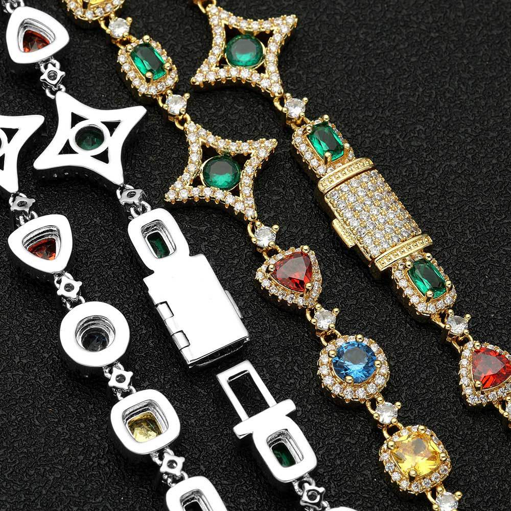 Popular hip-hop colorful gem necklace for women jewelry collarbone chain