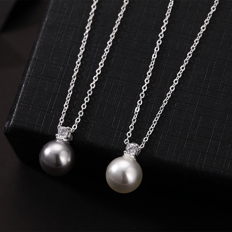 S999 Shijia pearl necklace niche design necklace single pearl collarbone chain silver chain jewelry