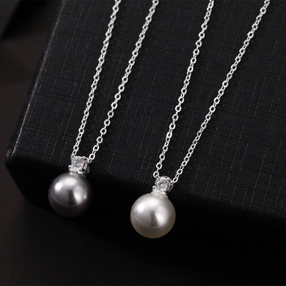 S999 Shijia pearl necklace niche design necklace single pearl collarbone chain silver chain jewelry