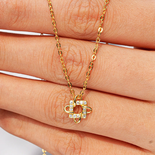 Geometric square pendant collarbone chain for women, plated with 14K gold and 925 pure silver, fully inlaid with moissanite necklace