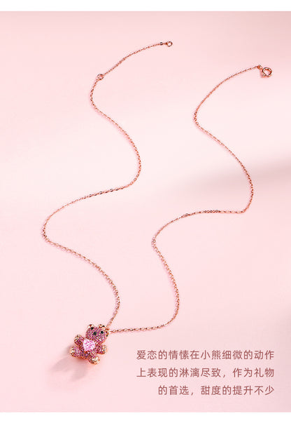 necklace  Bear necklace s925 silver collarbone chain with constant temperature and color change