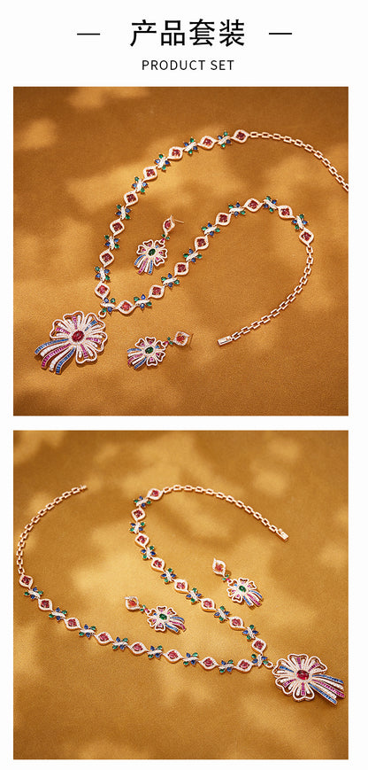 New Colored Ribbon Dress Earrings with Gold Plated Bohemian Pink Texture Earrings