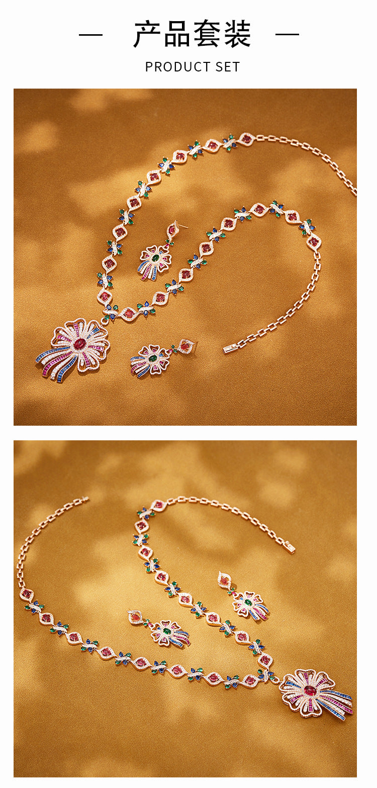 New Colored Ribbon Dress Earrings with Gold Plated Bohemian Pink Texture Earrings