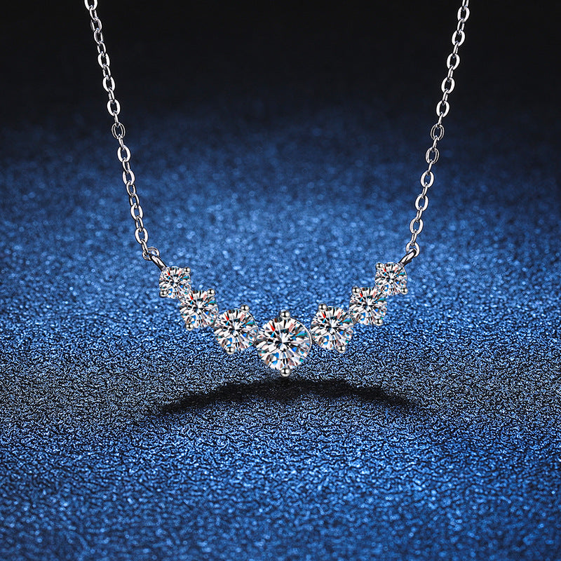 S925 pure silver pendant plated with pt950 minimalist style 1.7 carat D-color moissanite necklace