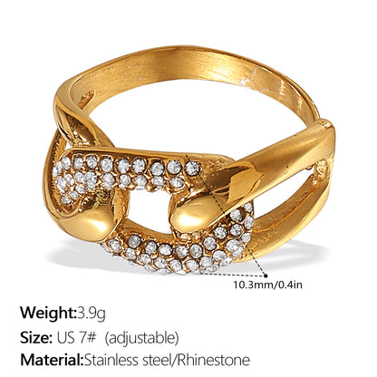 European and American Instagram influencer's multi-layer ring plated with 18K gold and inlaid with rhinestones, the ring will not fade