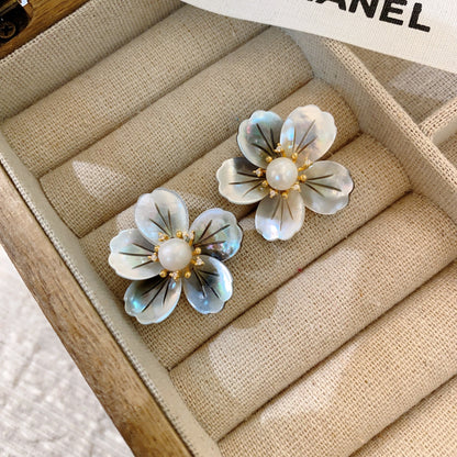 earrings  Vintage Natural Baroque Flower Freshwater Pearl Stud Earrings