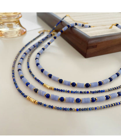 necklace  Retro lapis lazuli color beaded necklace for women