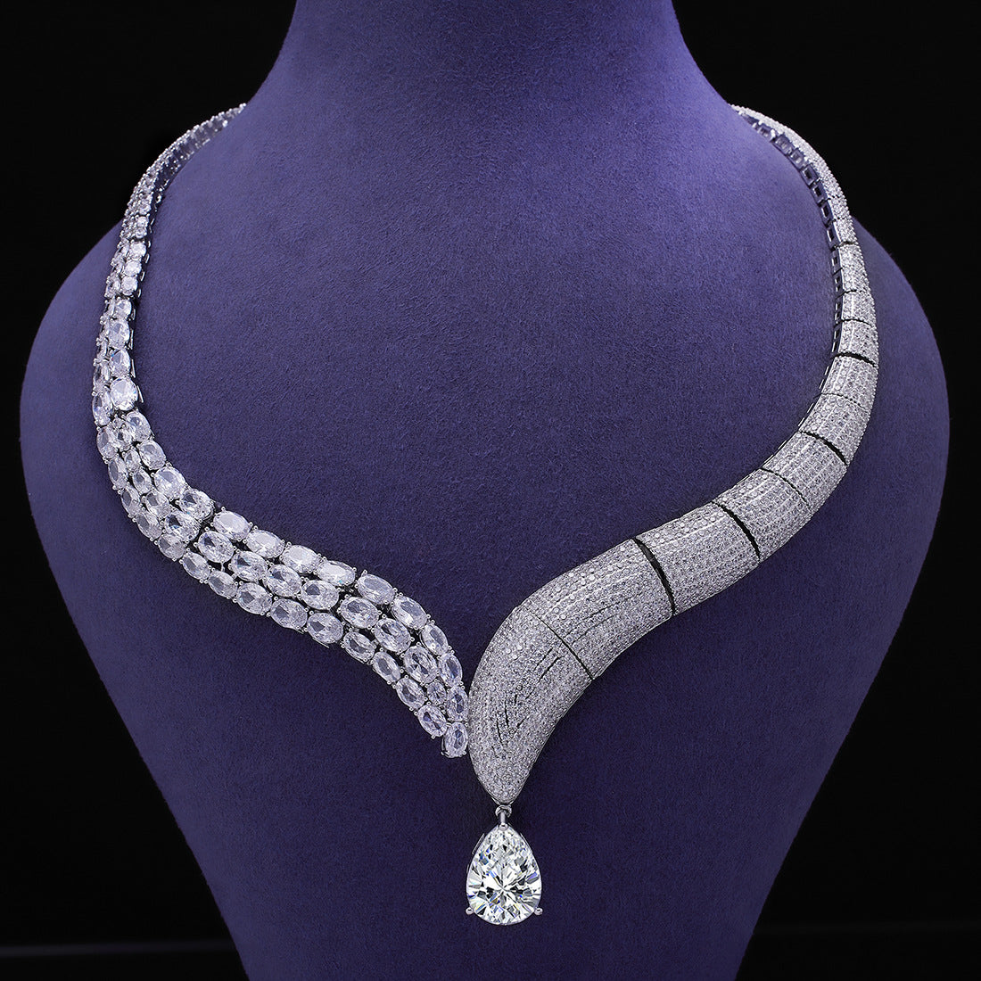 Hot selling jewelry four piece necklace+earrings+ring+bracelet 3A zircon jewelry set