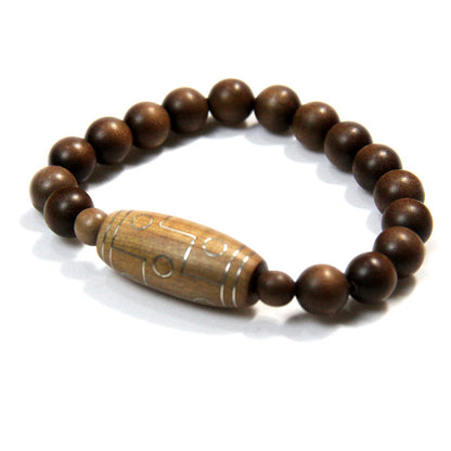Bracelet  Laoshan sandalwood inlaid with silver nine-eye jujube-shaped bracelet inlaid with national style peace bracelet