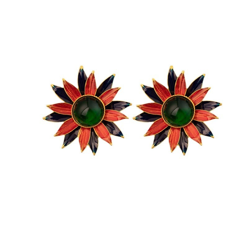 earrings  Alloy Multicolor Flower High Luxury Medieval Style Earrings Palace  Wholesale is available starting from 3 pieces.