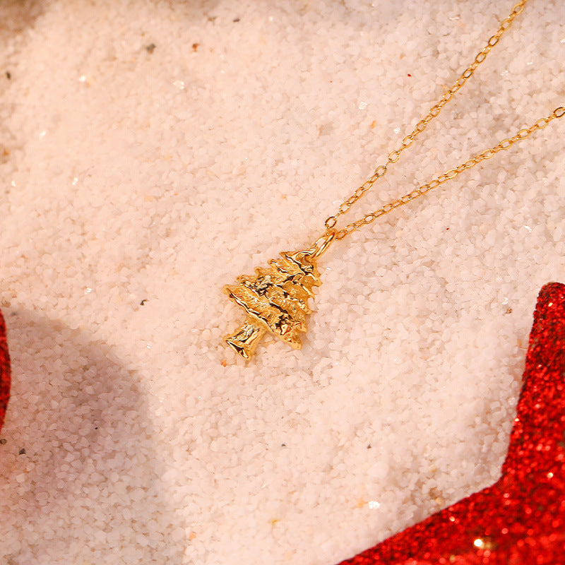 925 sterling silver colored zircon Christmas tree necklace, clothing chain, Christmas accessory