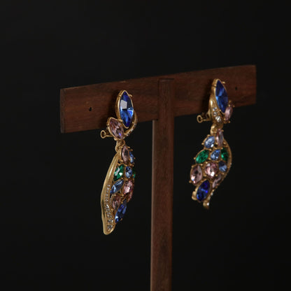 Vintage zirconia cicada wing earrings necklace with medieval style, European and American style jewelry set